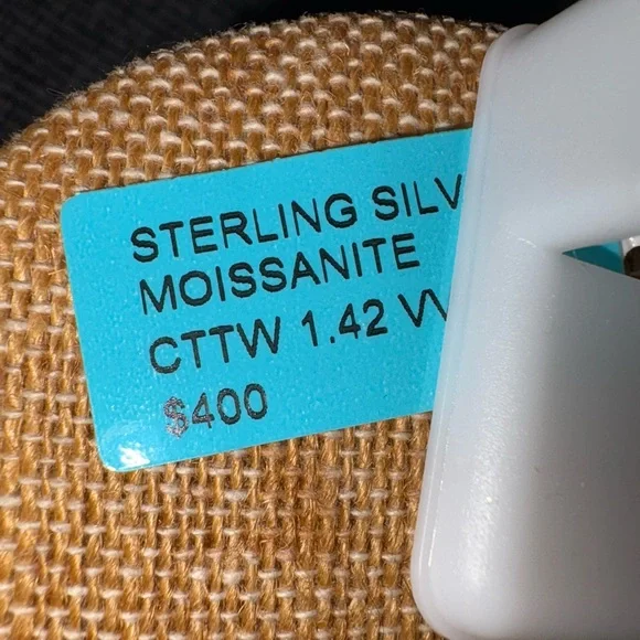 Solid Sterling Silver 1.42 Carat VVSD Halo Moissanite Screw Back Earrings - Picture 4 of 6